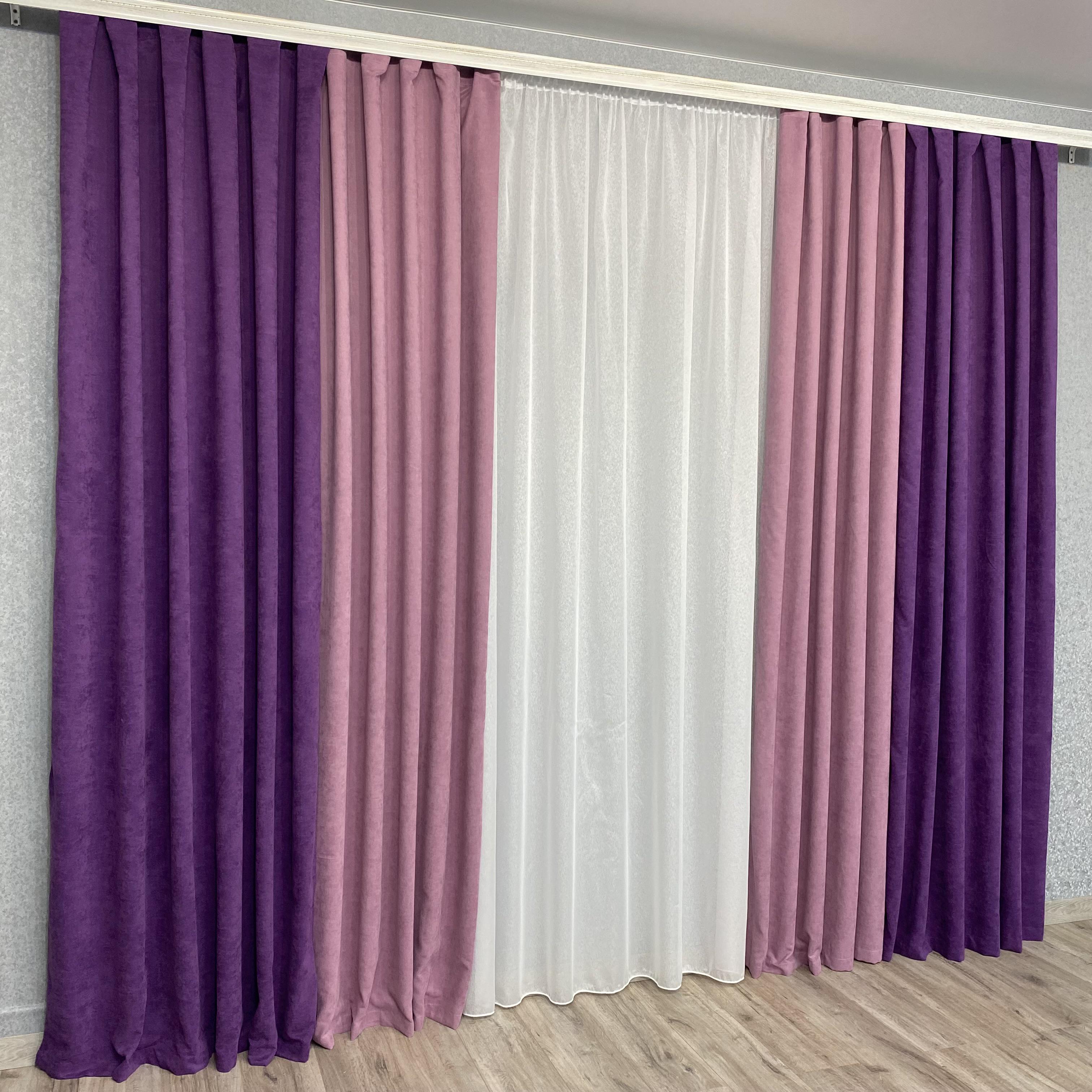 Штори мікровелюр TG Home Дует №450 1,50х2,70 м Фіолетово-рожевий (450-98/110) - фото 6