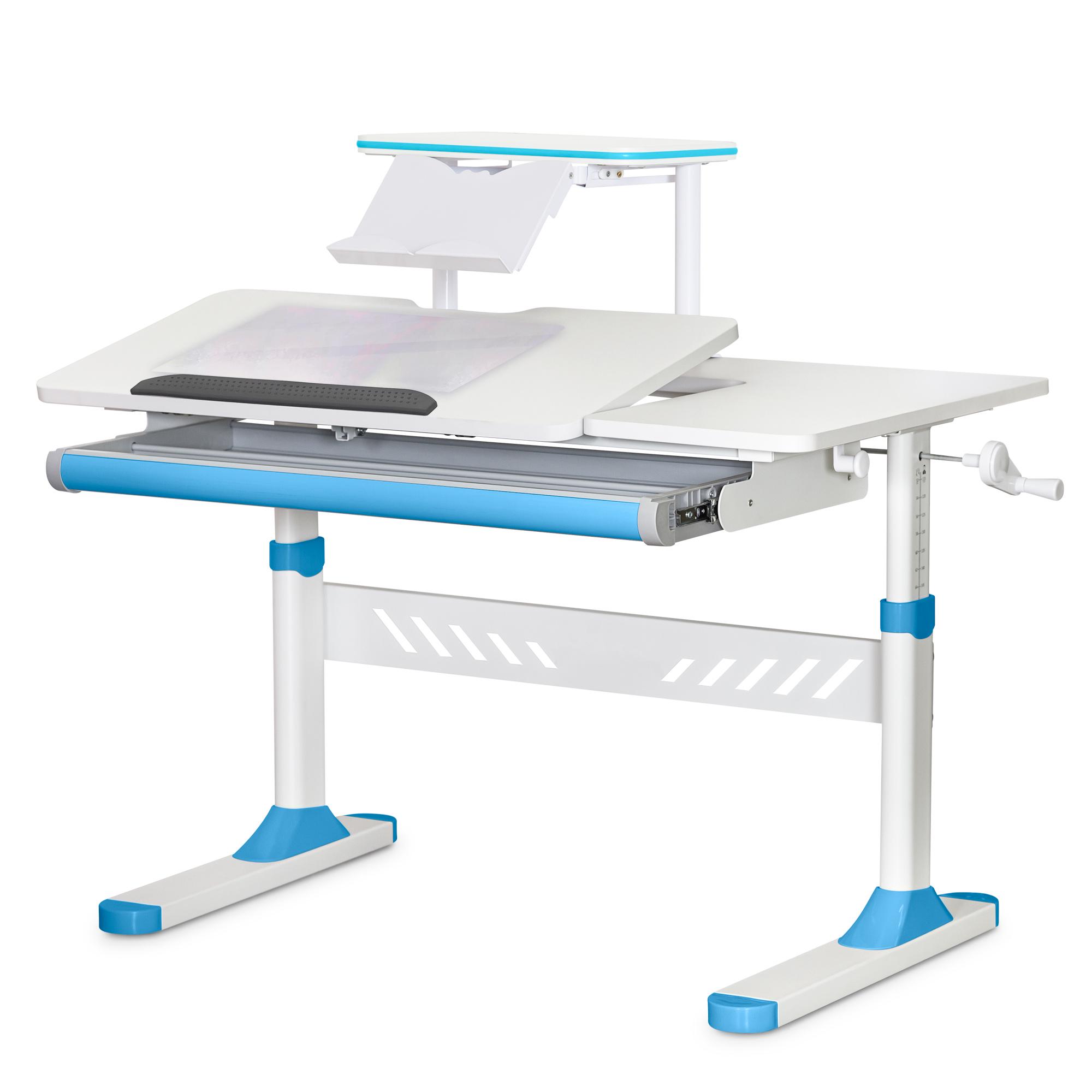 Парта трансформер шкільна ергономічна Evo-kids TH-310 W/BL з полицею Синій - фото 1 Парта трансформер шкільна ергономічна Evo-kids TH-310 W/BL з полицею Синій - фото 1