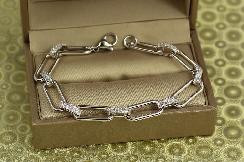 Браслет Xuping Jewelry Периметр с овальными звеньями 17 см 7 мм Серебристый (29841135)