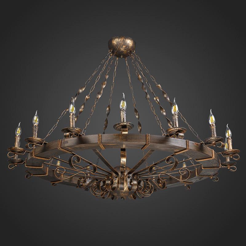 Люстра дерев'яна Light House DL-13067 на шістнадцять ламп