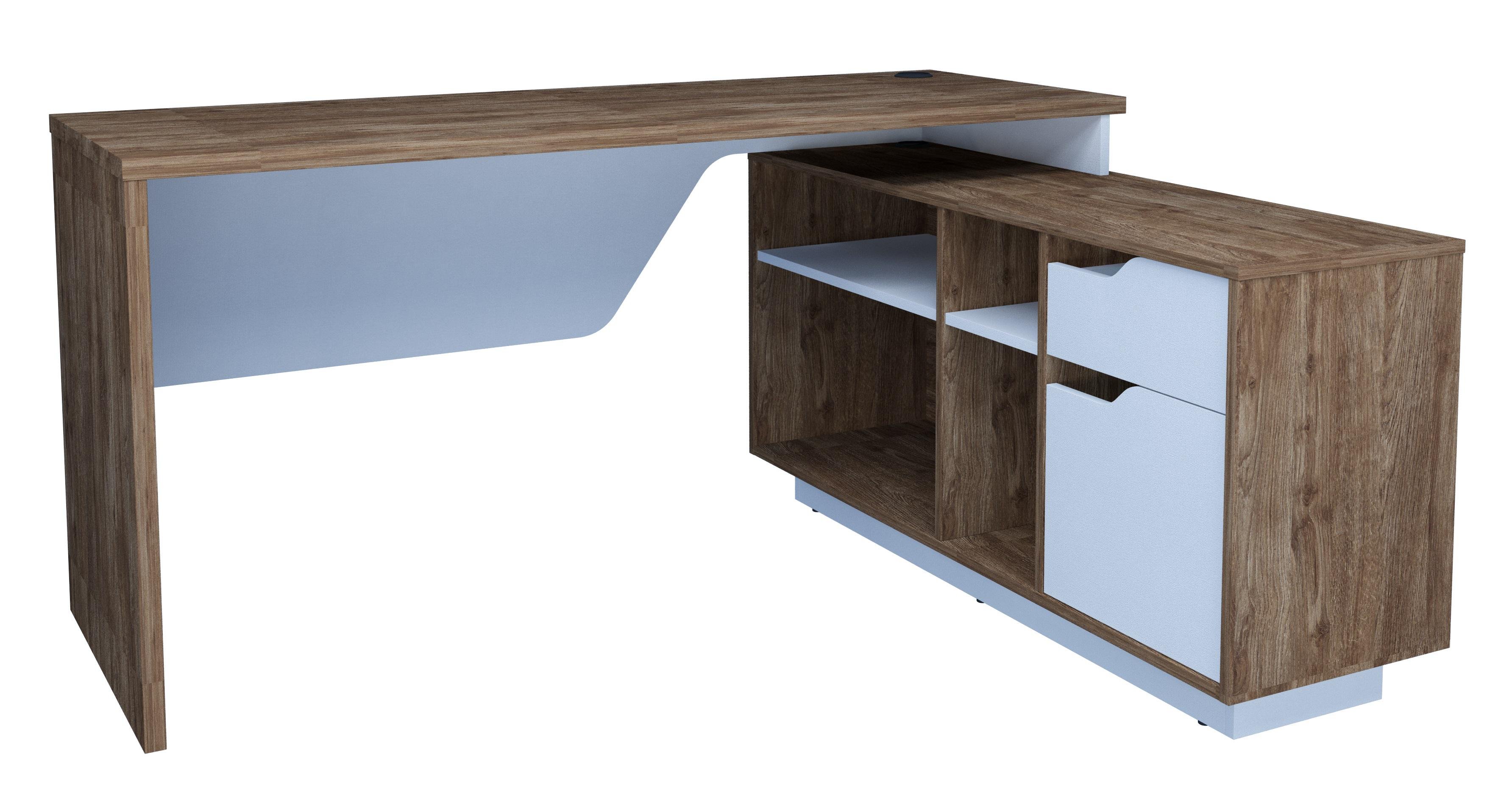 Компьютерный стол Intarsio Nord Дуб ансберг темный/Белая аляска