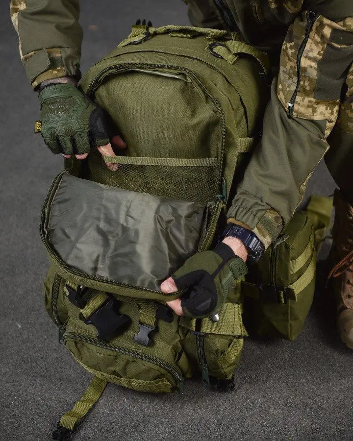 Рюкзак похідний/військовий з підсумками на 50 л 4в1 з системою Molle Olive (1004-olive) - фото 7 Рюкзак похідний/військовий з підсумками на 50 л 4в1 з системою Molle Olive (1004-olive) - фото 7