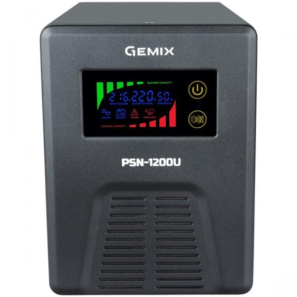 Джерело безперебійного живлення Gemix PSN-1200U 1200VA/800 Вт 12V/220V 7/13/18A 3xSchuko без АКБ Black (PSN-1200U)