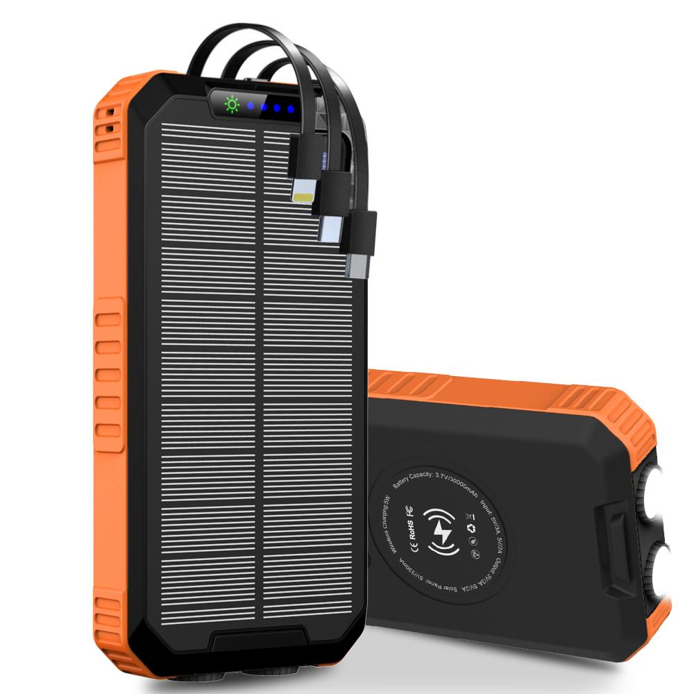 Повербанк с солнечной панелью VHG DN49 Wireless Solar Power Charger 30000 mAh Orange - фото 7