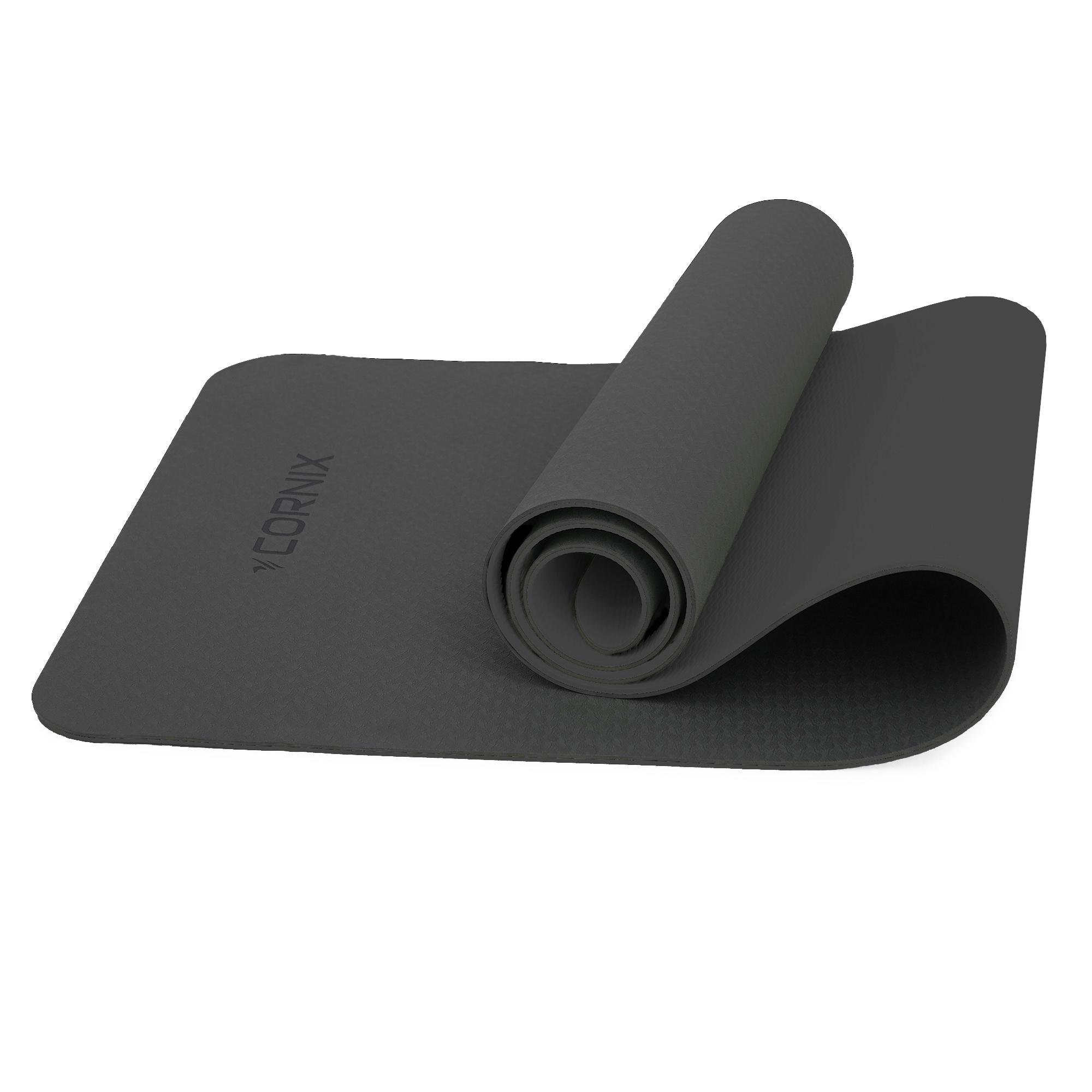 Коврик спортивный Cornix XR-0350 TPE для йоги и фитнеса 183x61x0,6 см Black