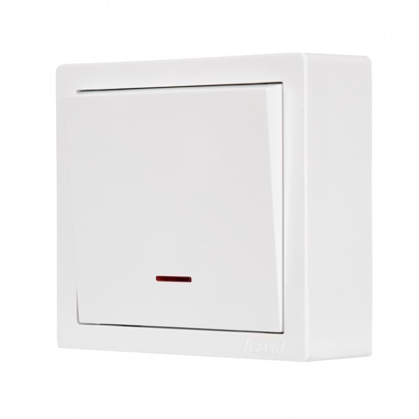 Вимикач одноклавішний Lezard Leto з підсвіткою Білий (752-0200-111)