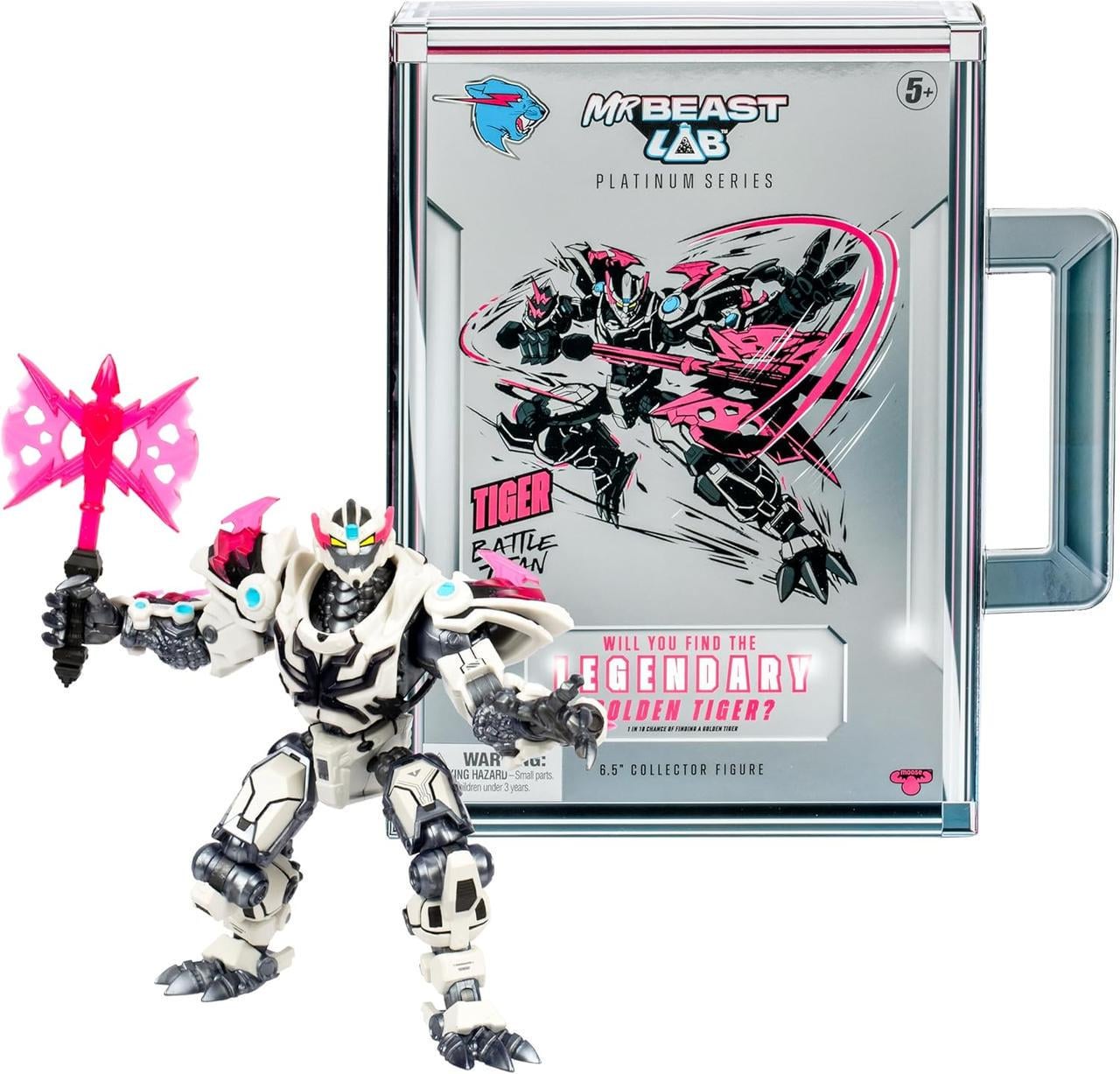 Колекційна фігурка MrBeast Lab Тигр платиновий Platinum Tiger Battle Titan Collector Figure (2767411985)
