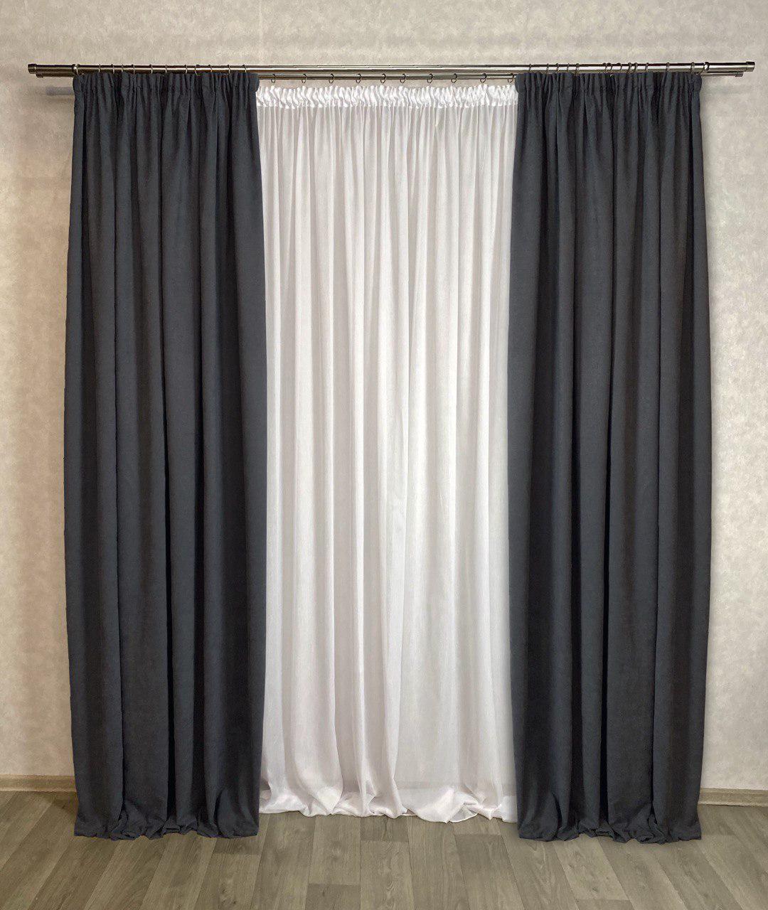 Комплект штор Diamond микровелюр 150х280 см 2 шт. Графитовый - фото 1 Комплект штор Diamond микровелюр 150х280 см 2 шт. Графитовый - фото 1