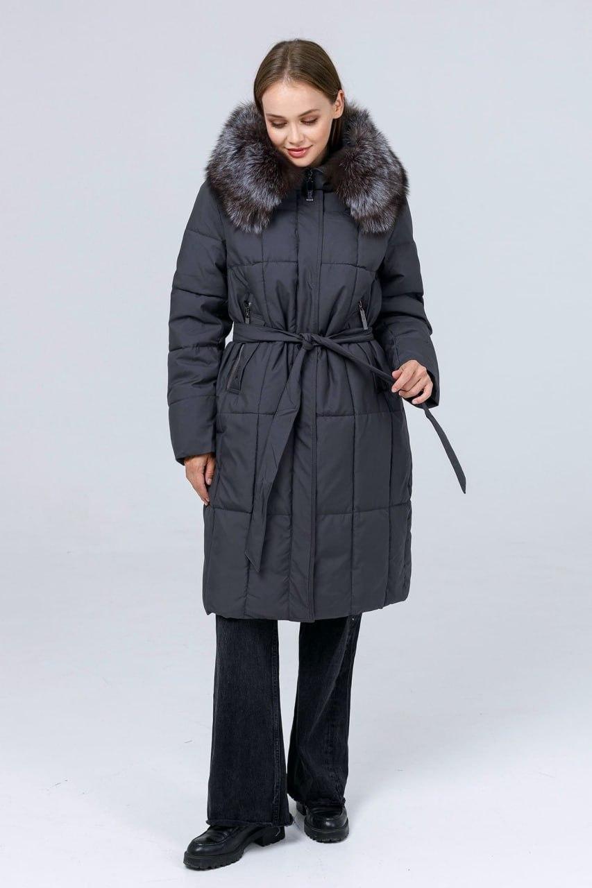 Куртка-пуховик жіноча з натуральним хутром р. 60 Темно-сірий (7601/60) - фото 1 Куртка-пуховик жіноча з натуральним хутром р. 60 Темно-сірий (7601/60) - фото 1