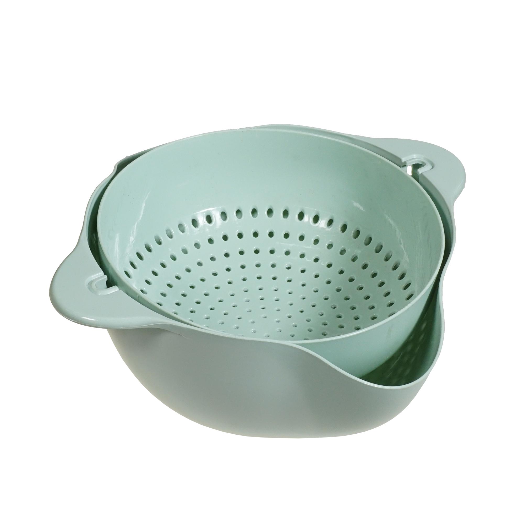 Дуршлаг Wellamart двойной для мытья и просушивания фруктов Мятный (57540005)
