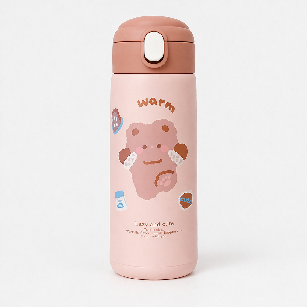 Термос с детским принтом 380 мл Коричневый (HH-677) Термос с детским принтом 380 мл Коричневый (HH-677)