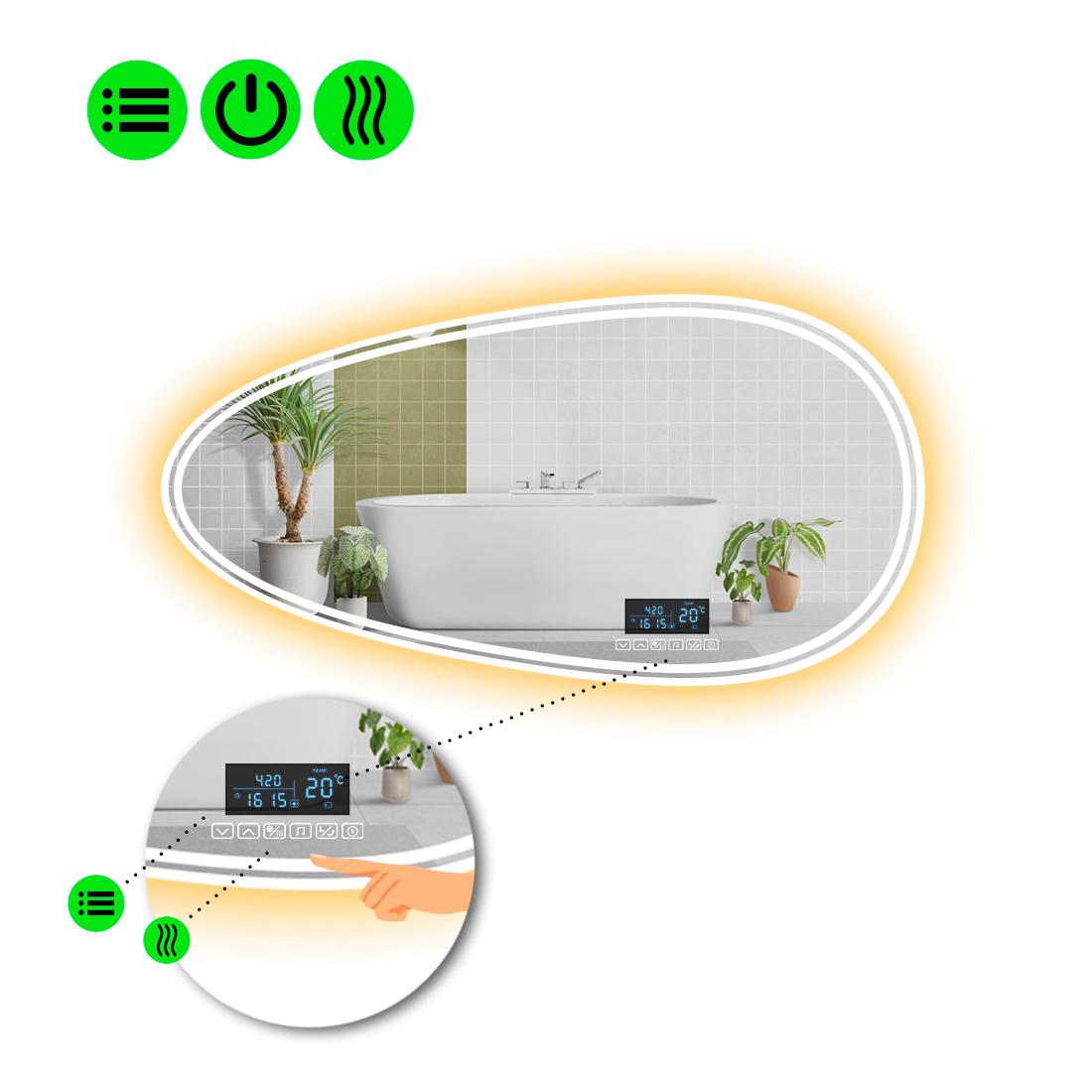 Зеркало с LED подсветкой Occhio 4 с Smart-блоком и подогревом 120x60 см (8995551)
