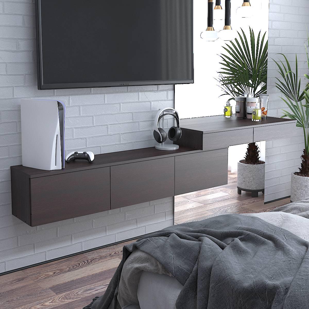 Тумба під ТВ Тріо 1476х280х276 мм Дуб венге магія - фото 4 Тумба під ТВ Тріо 1476х280х276 мм Дуб венге магія - фото 4