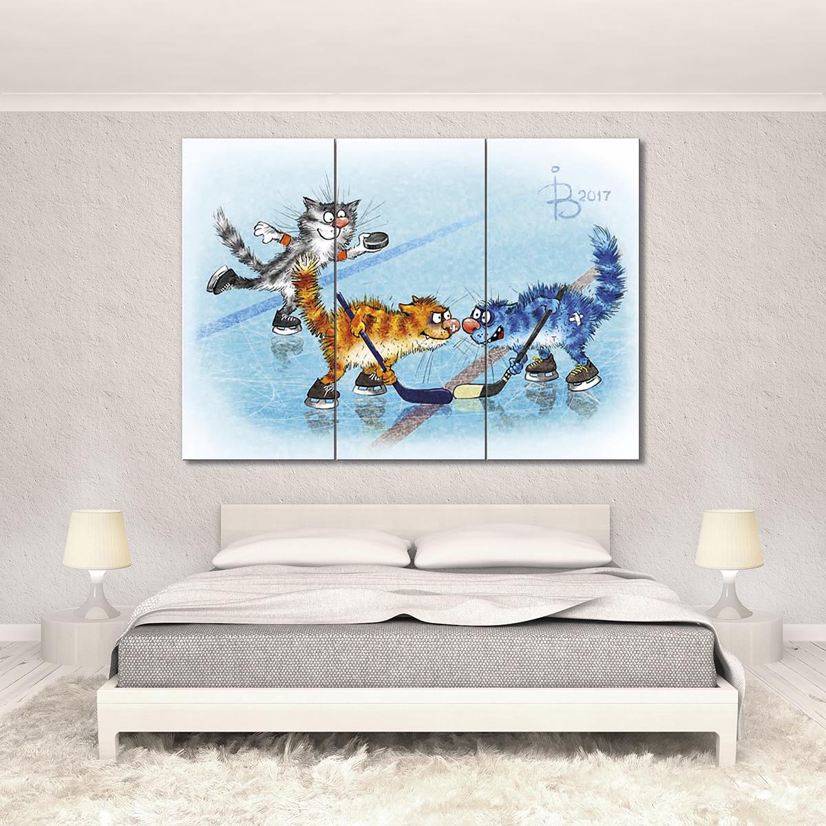 Модульная картина Трус не играет в хоккей 3 модуля 60x90 см