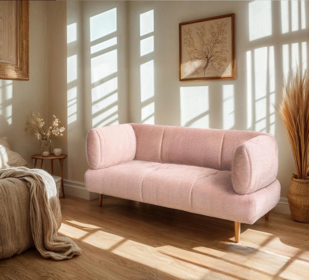 Диван офисный Tobi Sho Бенно-1 с подлокотниками и деревянными ножками букле Alpaca 1500х720х750 мм Светло-розовый/61 - фото 3 Диван офисный Tobi Sho Бенно-1 с подлокотниками и деревянными ножками букле Alpaca 1500х720х750 мм Светло-розовый/61 - фото 3