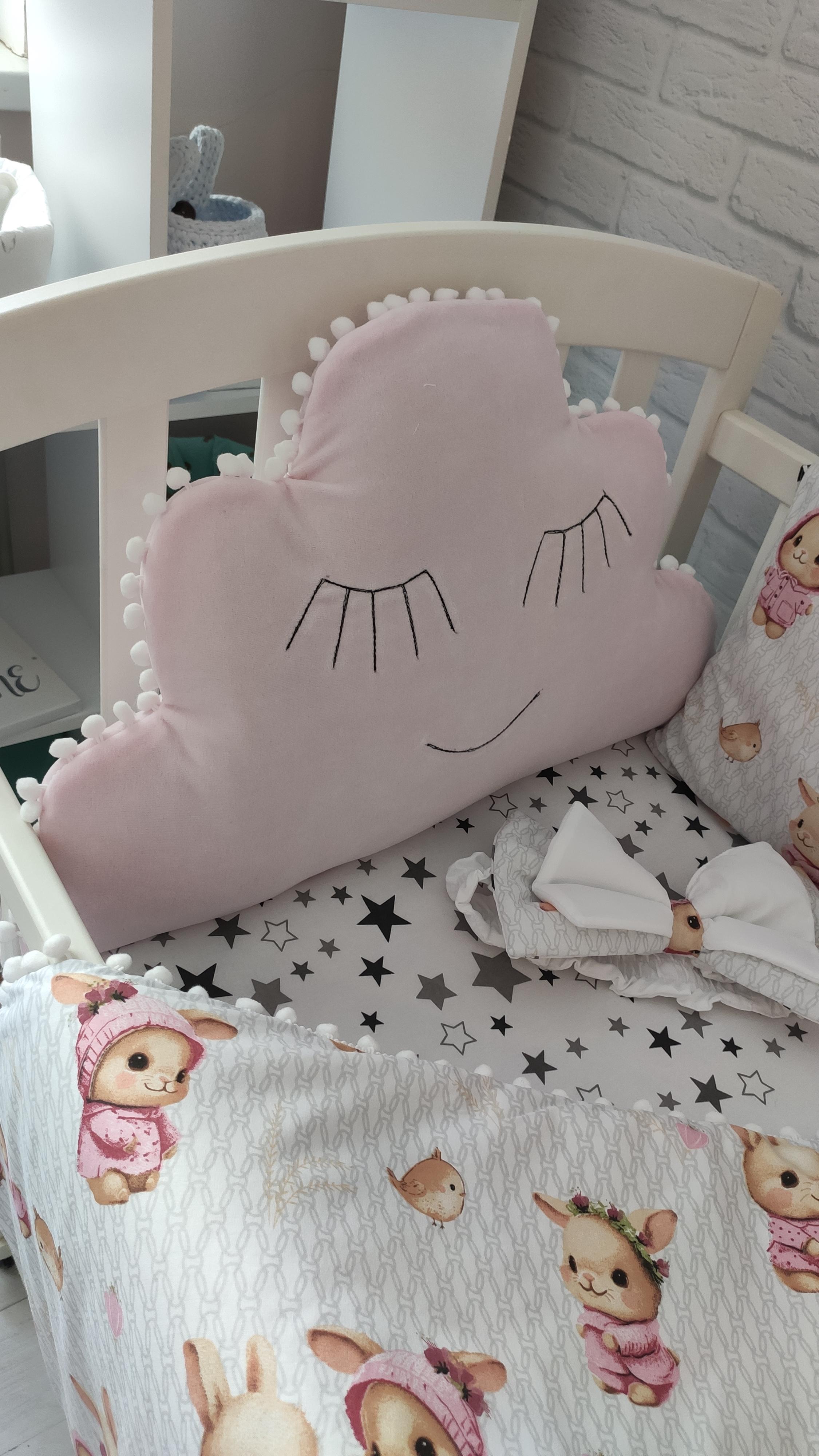 Набор бортиков в кровати Велюр Облако на три стороны Розовый - фото 6 Набор бортиков в кровати Велюр Облако на три стороны Розовый - фото 6