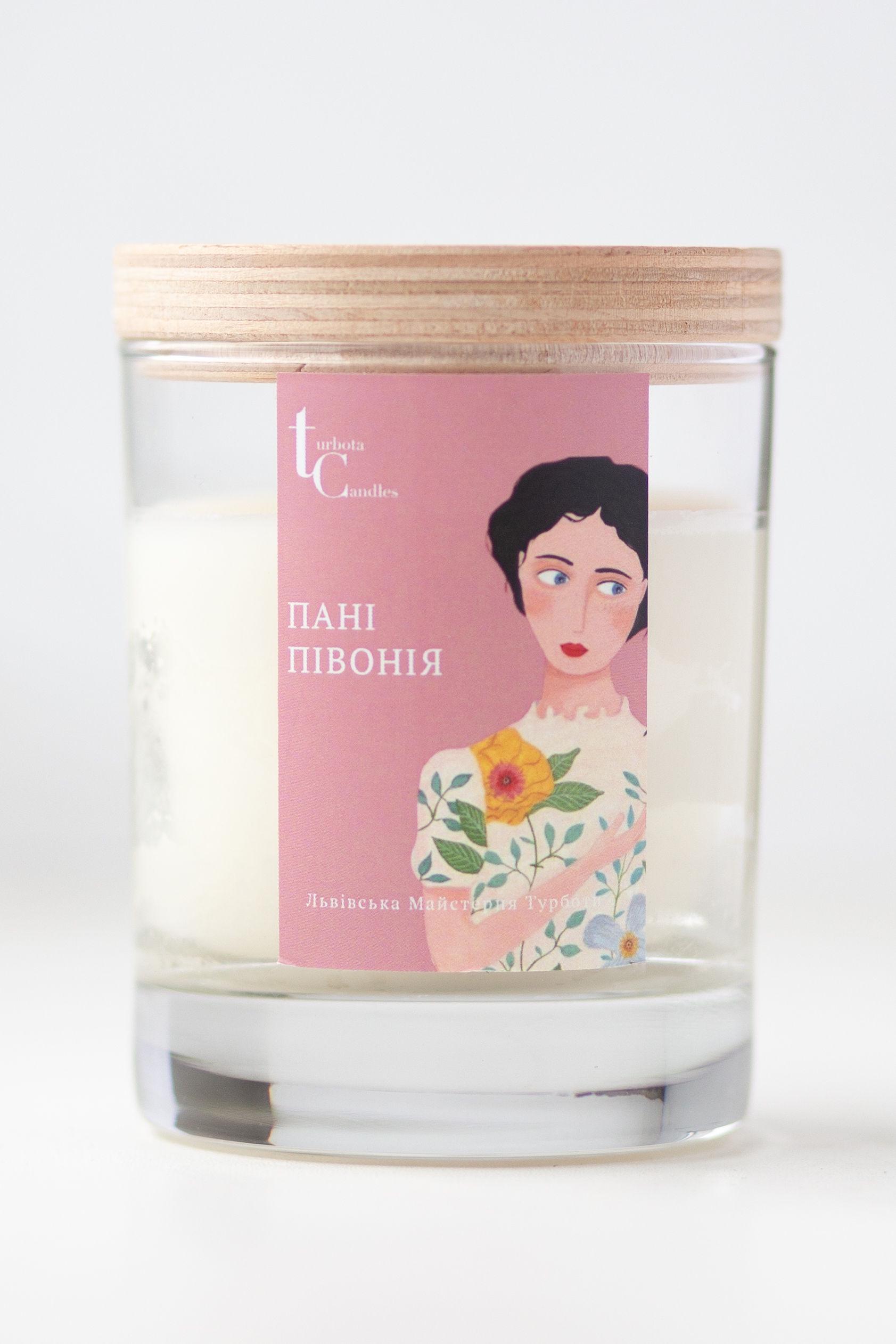 Аромасвічка соєва Turbota candles Пані Півонія 145 г 9 см (200mlpeony) - фото 1