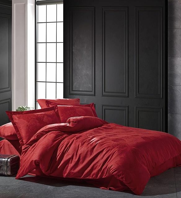Комплект постельного белья Cotton area Saheser Jacquard Talia евро сатин 584 Красный (DR012689)