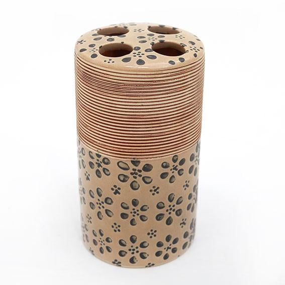 Стаканчик керамический с делениями для зубных щеток 11,5 см Бежевый (853-122)