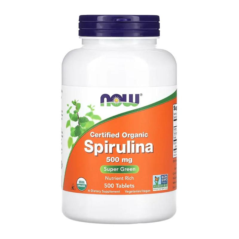 Спіруліна NOW Spirulina 500 мг Certified Organic 500 капс. (09925-01)