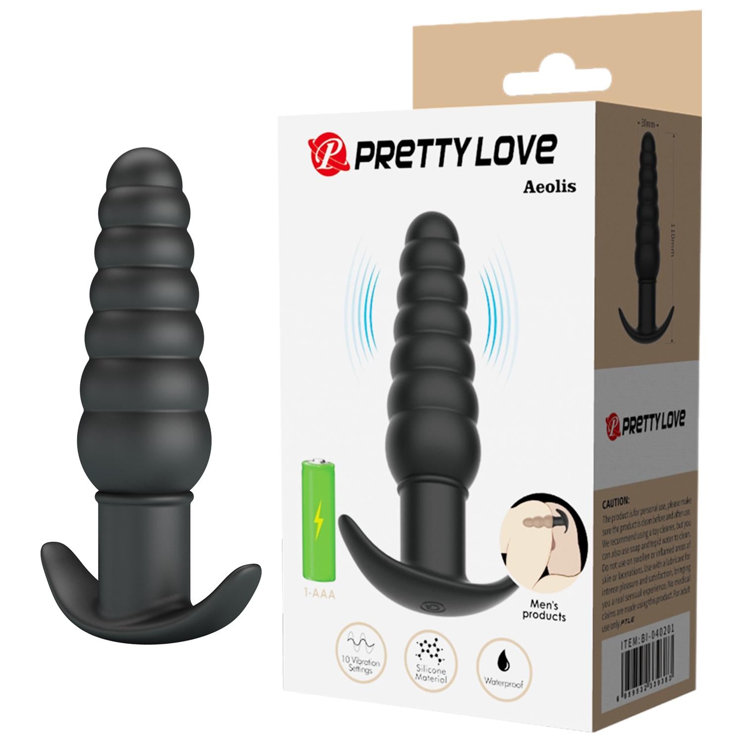 Анальная пробка с вибрацией Pretty Love Aeolis 11х3 см Черный (BI-040201)