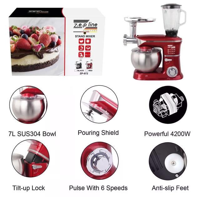 Комбайн кухонний ZepLine ZP-072 3200W 7 л Червоний (ZP072/1) - фото 2