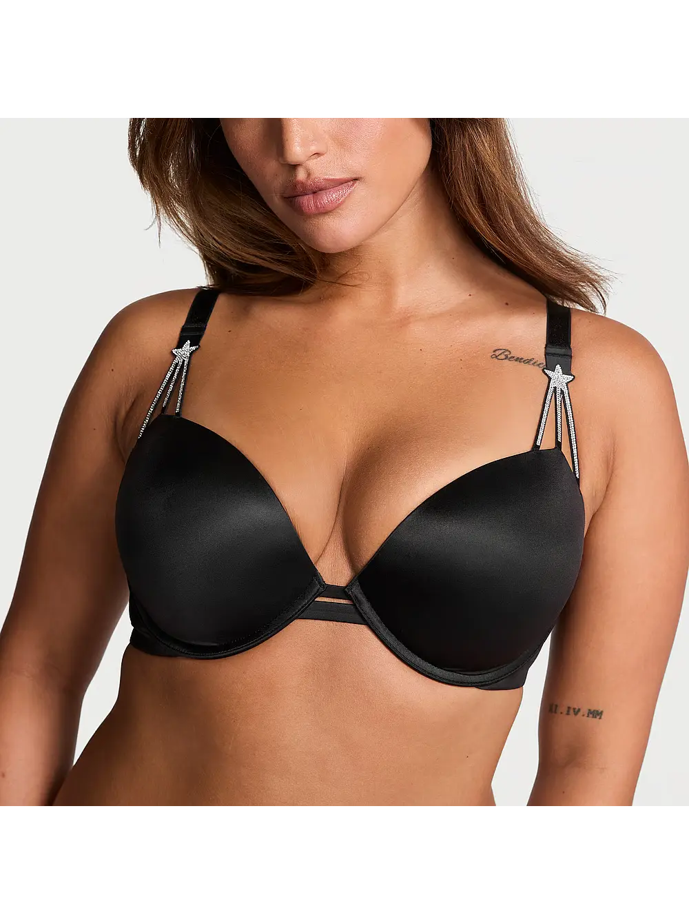 Бюстгальтер зі стразами з пуш ап Victoria's Secret Starstruck Shine Strap Push-Up Bra 70B Чорний (25449025)