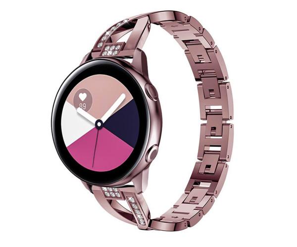 Ремешок металлический Diamond Glamour для Samsung Galaxy Watch 7 20 мм Розовый