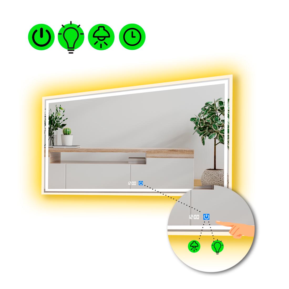 Зеркало с LED подсветкой Marita с сенсором и часами 90x80 см (8777035)