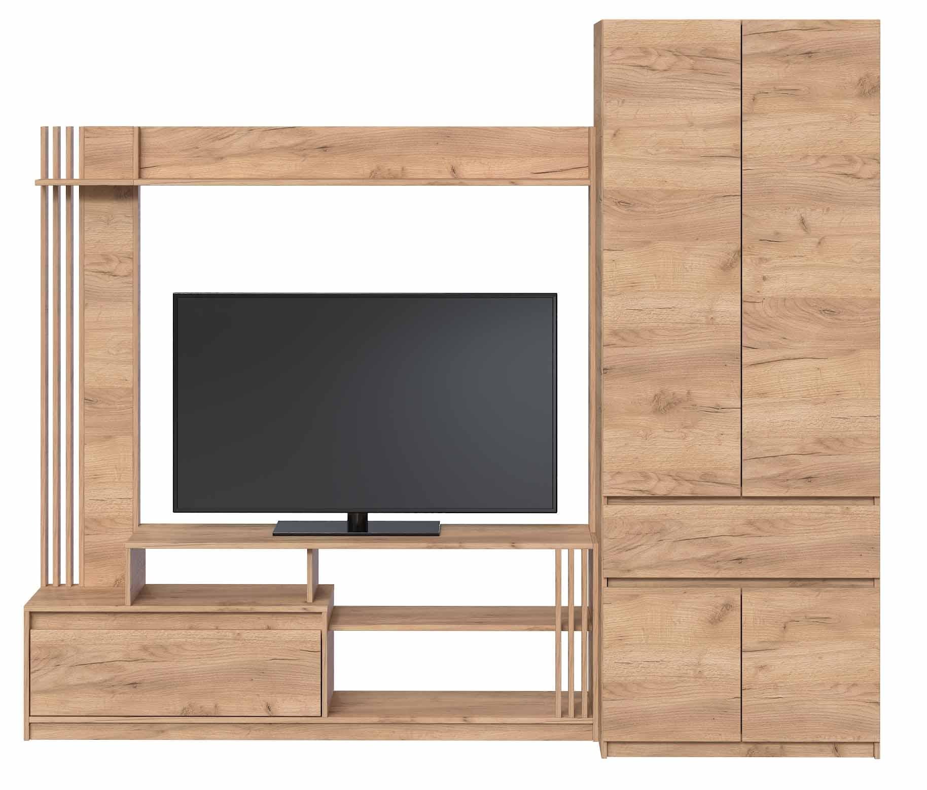 Стенка для ТВ Мастер Форм Брайт ДСП правосторонняя 2500х520х2000 мм Дуб крафт золотой (30126) Стенка для ТВ Мастер Форм Брайт ДСП правосторонняя 2500х520х2000 мм Дуб крафт золотой (30126)