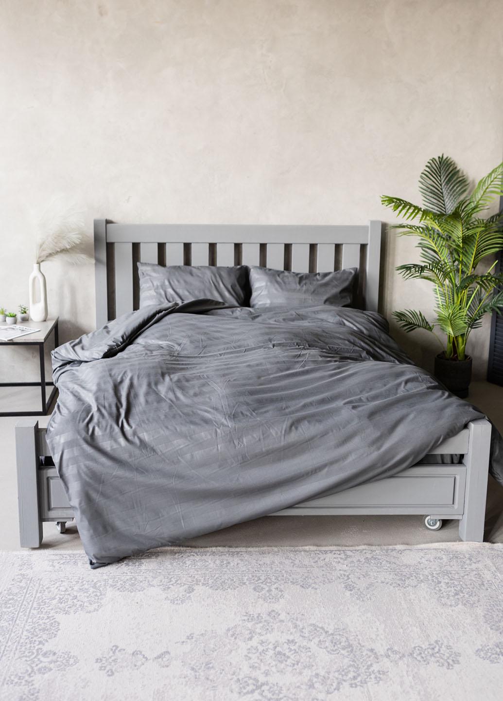 Комплект постільної білизни Страйп сімейний Темно-сірий