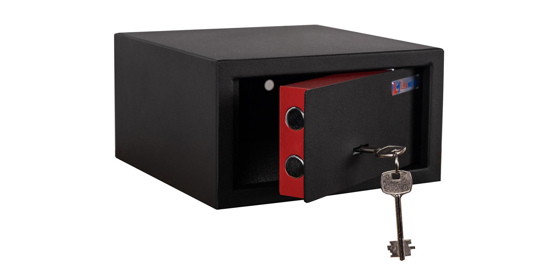 Сейф для зберігання грошей та документів Levmetal СГ-115М металевий з сувальдним замком 11,5х21,5х21,5 см Чорний (150-119-000004500)