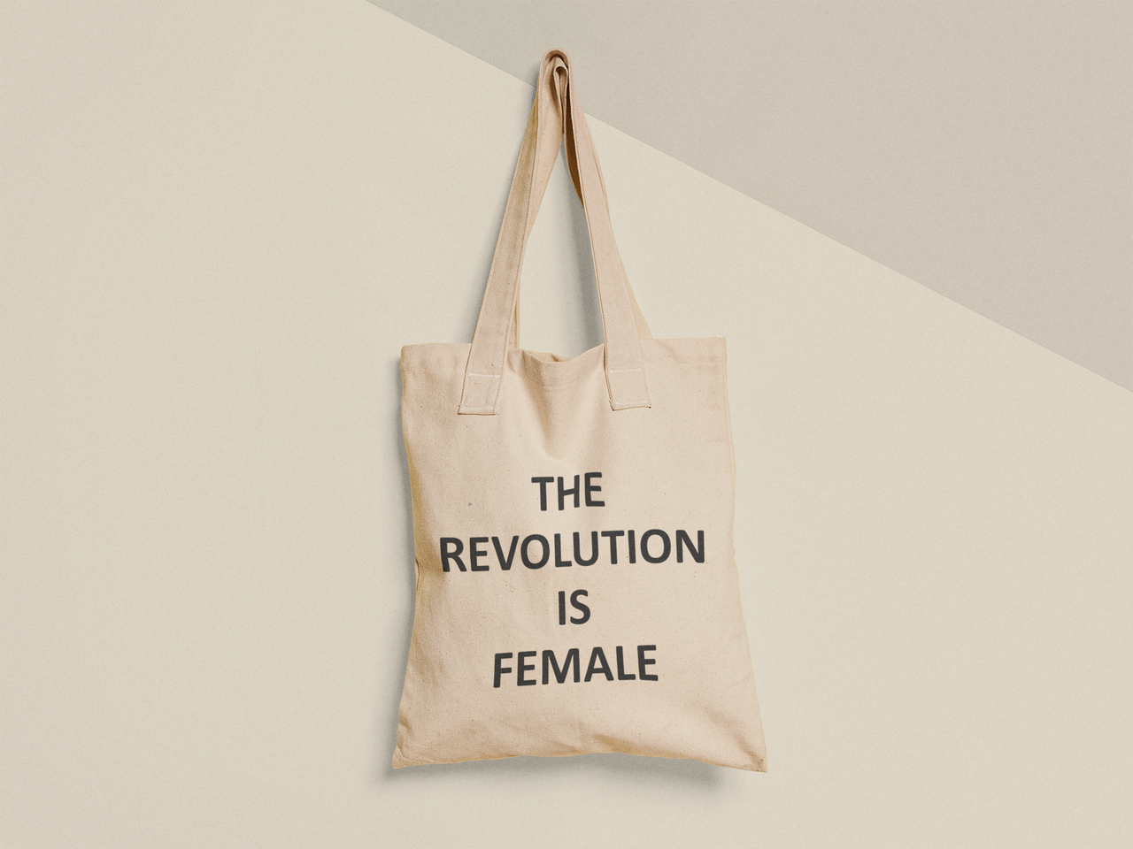 Эко-сумка шоппер с принтом "The revolution is female" 38х40 см Бежевый (ПН439-Т)