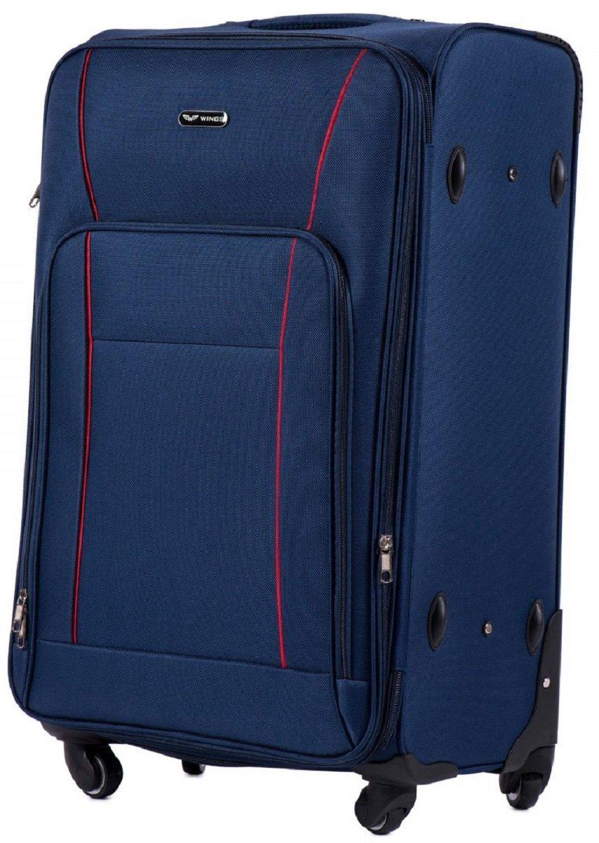 Валіза тканинна Wings 1609 велика 4 колеса Темно-синій (Vt00174)