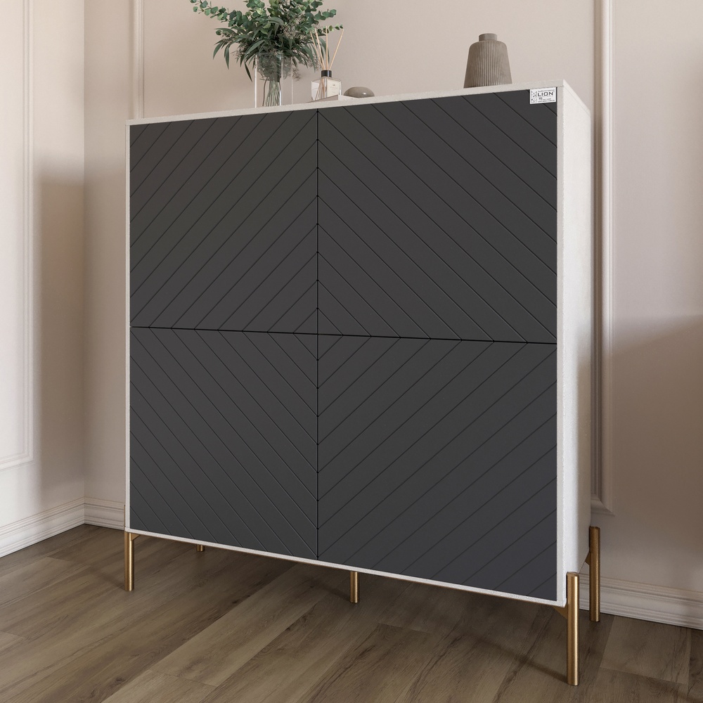 Комод-пенал Lion Амарант 114x40x126,5 см Бетон/Графитовый (LION-042044)