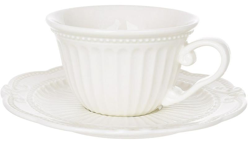 Чайная пара фарфоровая Чашка 220 мл с блюдцем Elegance White