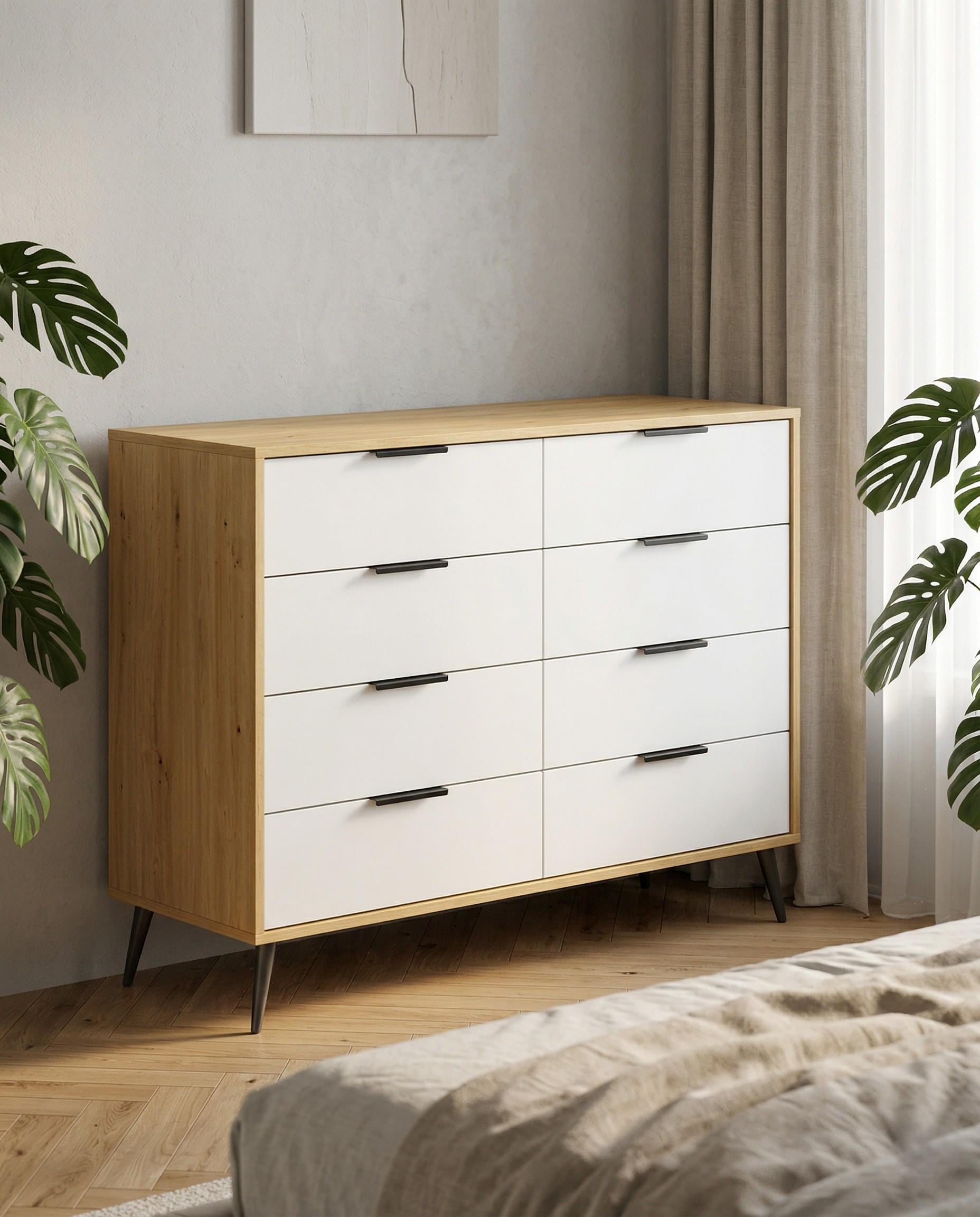 Комод Gylka AERO с ящиками на высоких ножках 150 мм под робот-пылесос 1200x480x900 мм Белый/Дуб Артизан (AERO WH/DA)