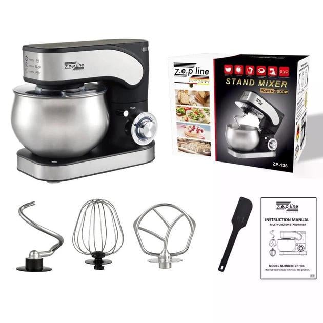 Тістоміс кухонний Zepline ZP-136 3500W з 3 насадками - фото 2 Тістоміс кухонний Zepline ZP-136 3500W з 3 насадками - фото 2