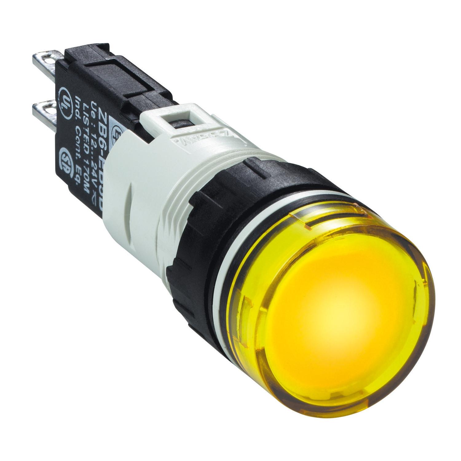 Лампа сигнальна Schneider Electric Harmony XB6 16 мм 12-24V AC/DC LED Жовтий (XB6AV5BB)