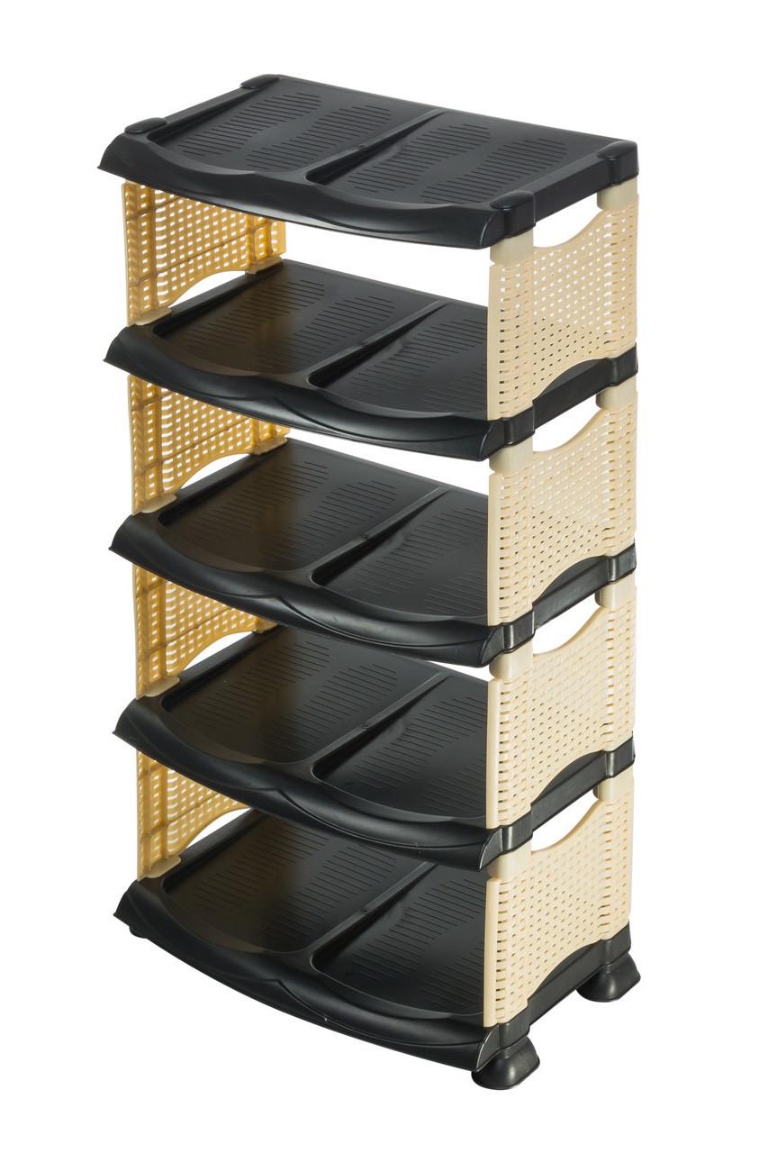 Полка для обуви R-Plastic Ротанг 5 ярусов Черный/Бежевый (1293980733)