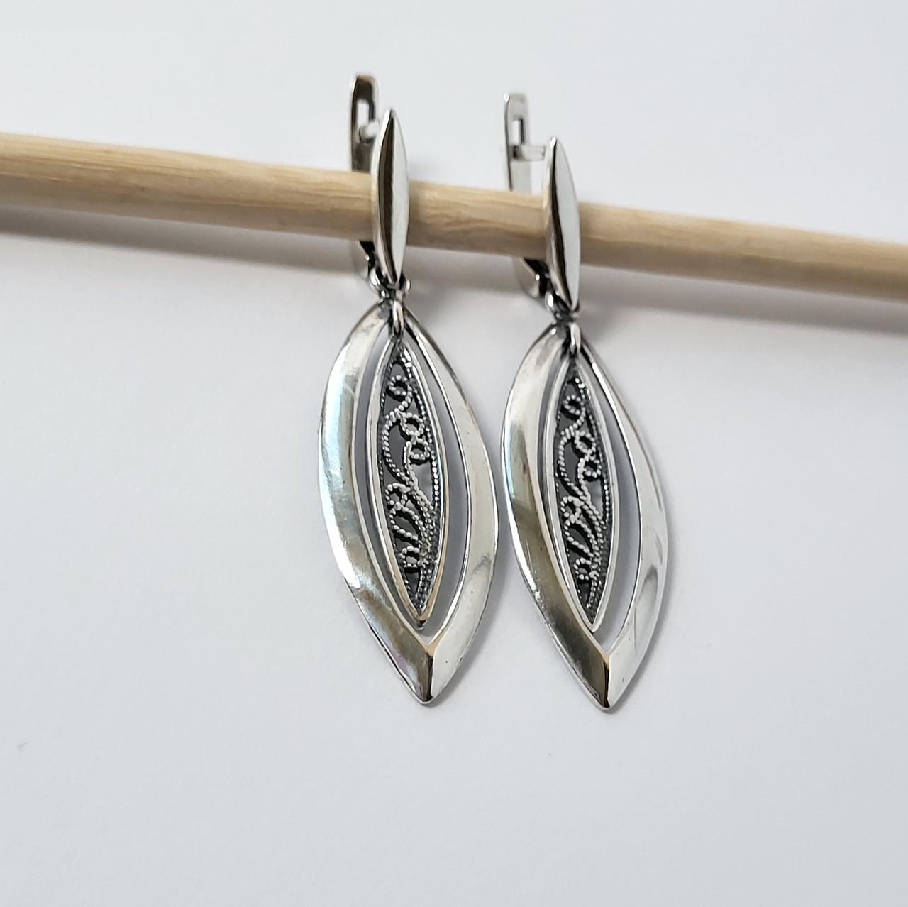 Серьги без камней с подвеской 925 пробы 5,20 г (5101ч)