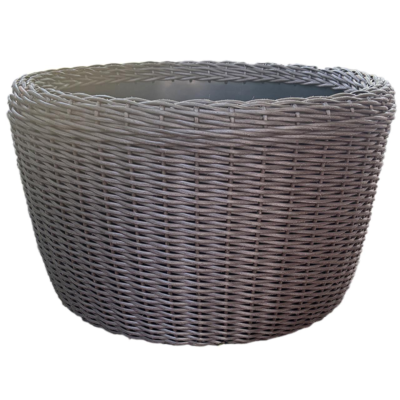 Кашпо велике для рослин та квітів з штучного ротангу/ручної роботи 90 л Чесаний венге - фото 1 Кашпо велике для рослин та квітів з штучного ротангу/ручної роботи 90 л Чесаний венге - фото 1
