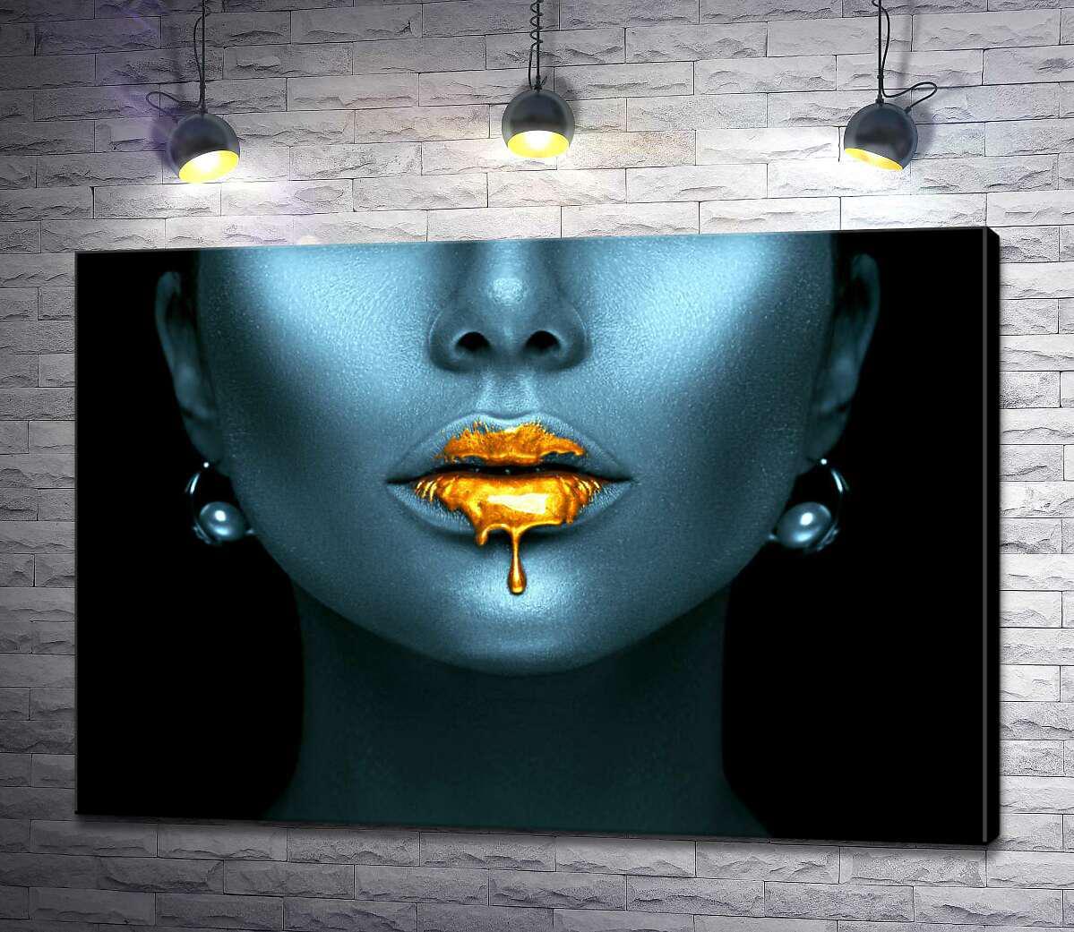 Картина ArtPoster Контраст золотых губ на голубом серебре лица 100x69 см Модуль №1 (003177) Картина ArtPoster Контраст золотых губ на голубом серебре лица 100x69 см Модуль №1 (003177)