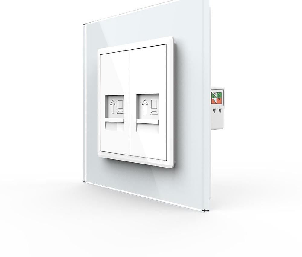 Розетка комп’ютерна подвійна LIVOLO RJ-45 дизайнерська настінна скляна рамка Білий (VL-C7FCCP/FCCP-2WP) Розетка комп’ютерна подвійна LIVOLO RJ-45 дизайнерська настінна скляна рамка Білий (VL-C7FCCP/FCCP-2WP)