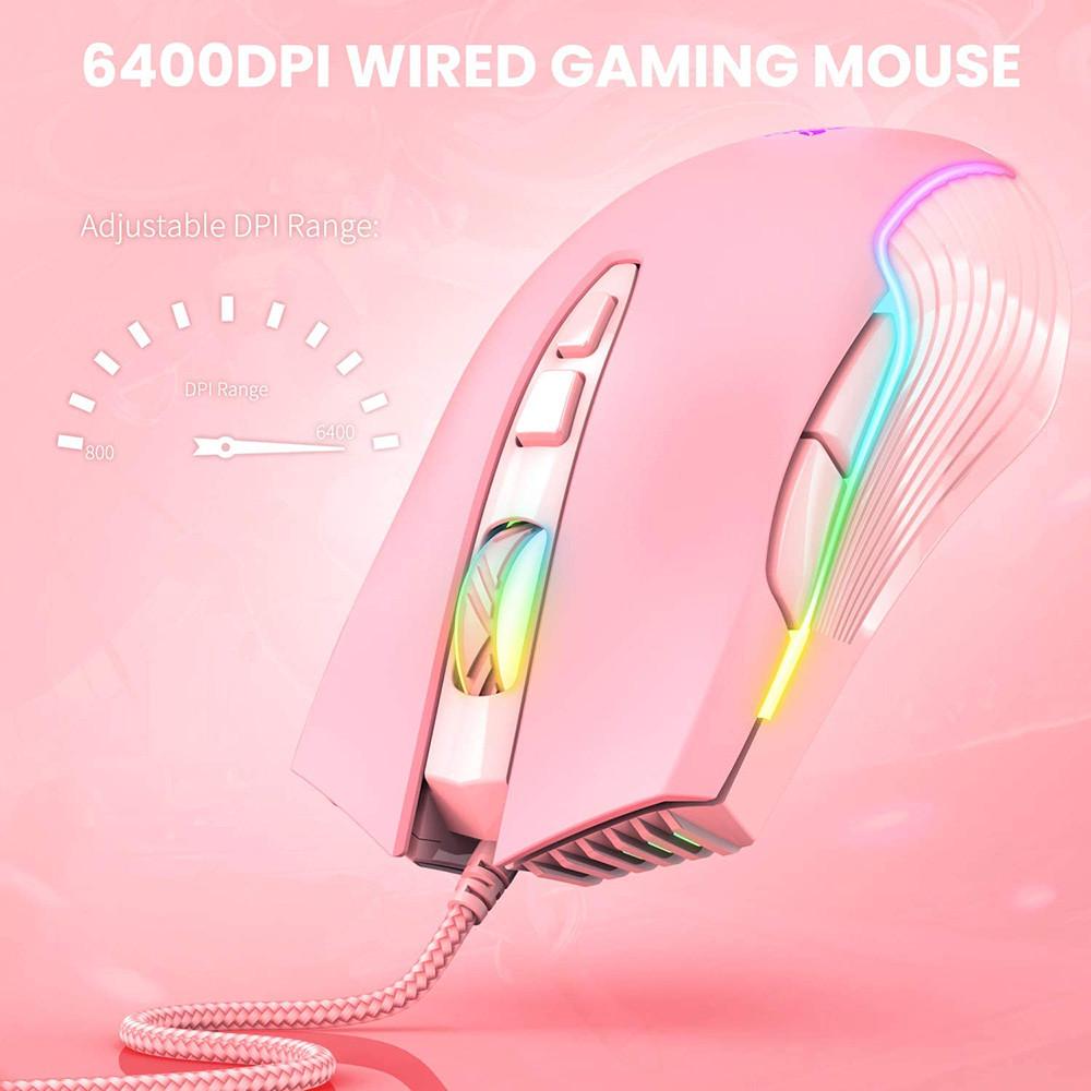 Мышь игровая проводная ONIKUMA Gaming CW905, розовая - фото 3