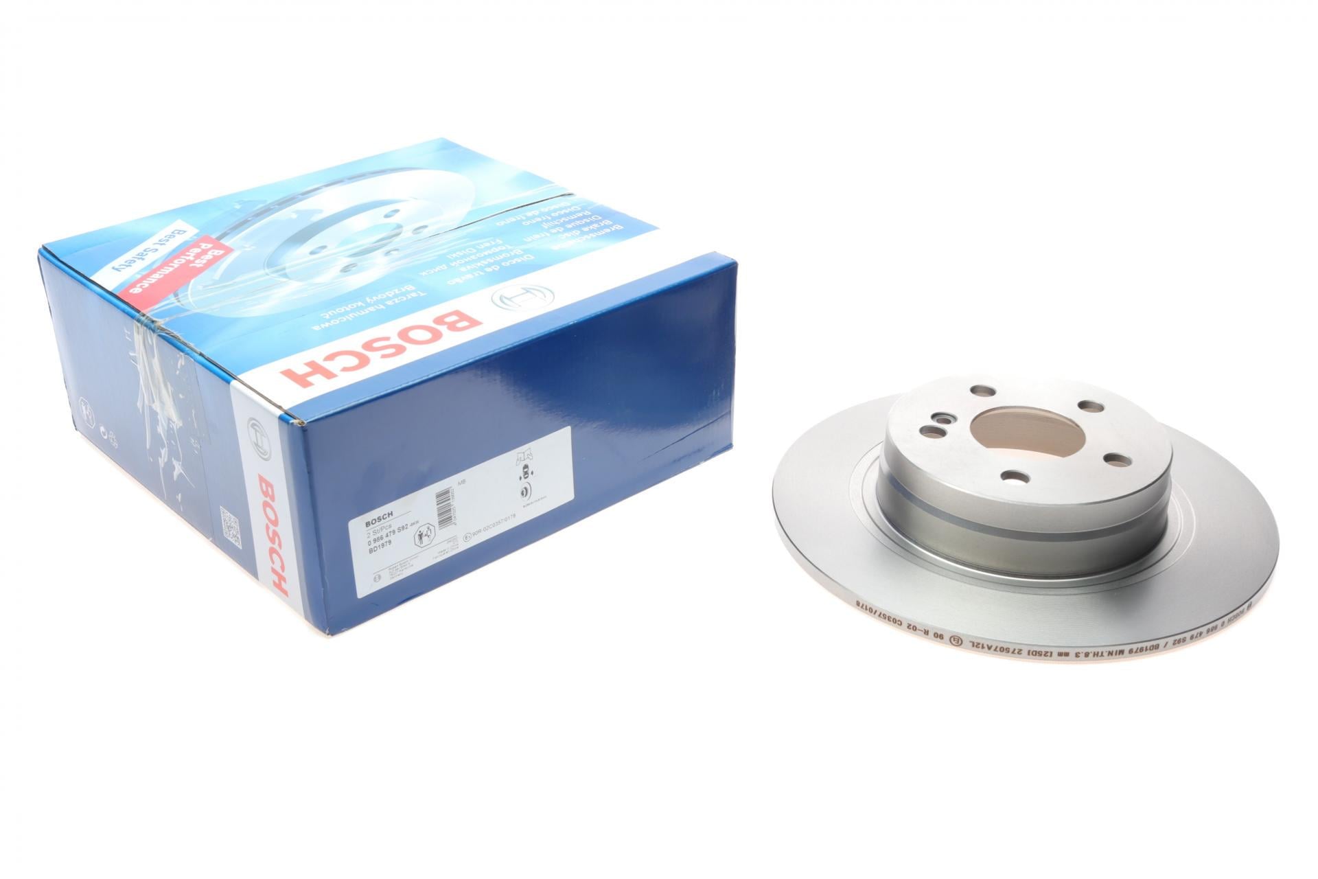 Диск тормозной задний BOSCH для Mercedes C-class W204 07-14 299,9x10 мм (0 986 479 S92)