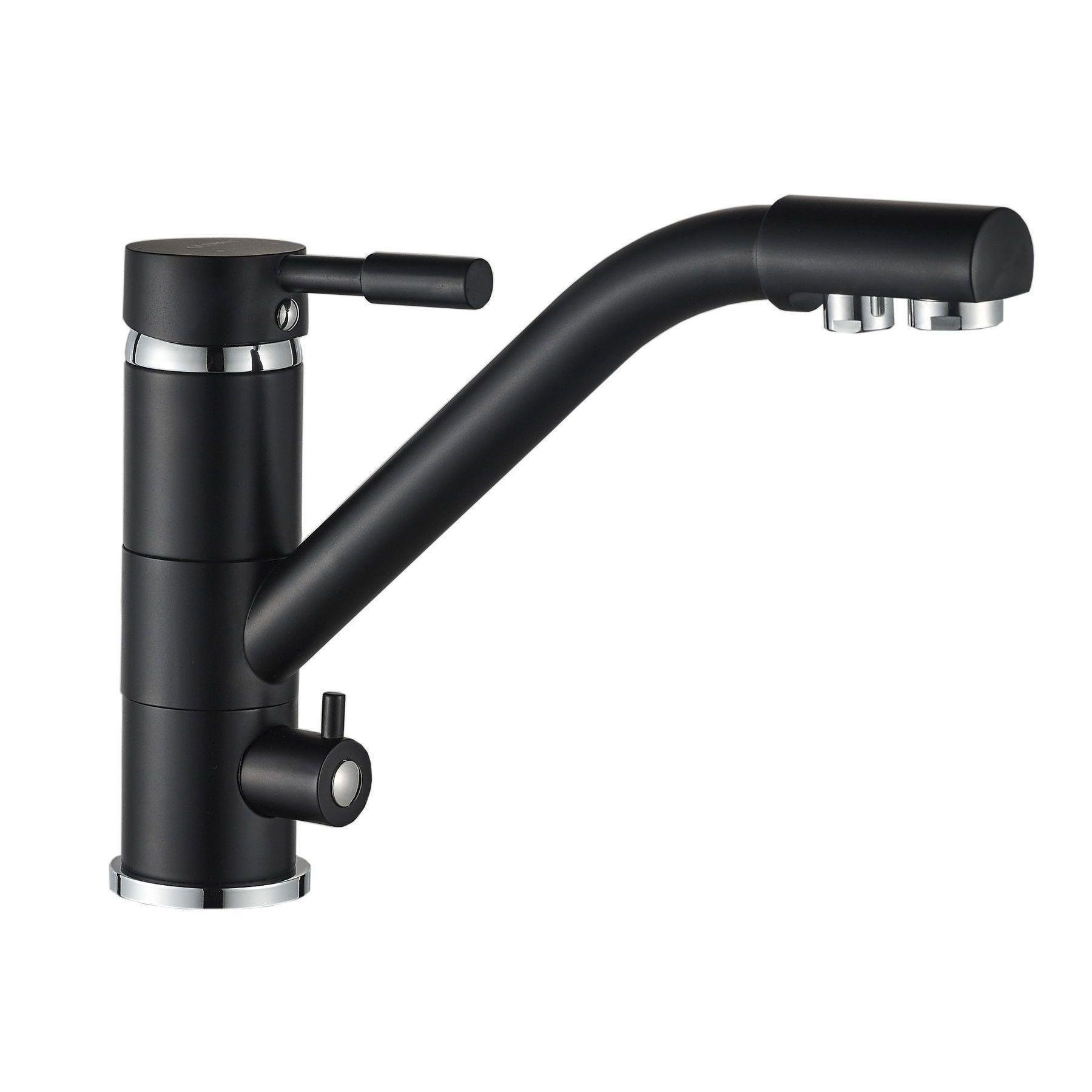 Смеситель для кухни на два выхода фильтр/вода GLux LAZER GLLR-0555-10-BB Черный (11154)