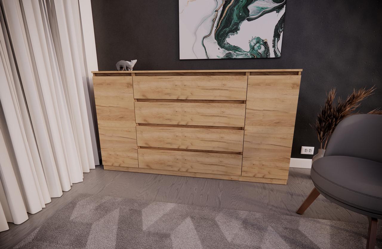 Комод MEBEX на 4 шухляди з боковими відкритими секціями 180х40х100 см Дуб Крафт (VERTO4B1800DC) - фото 1 Комод MEBEX на 4 шухляди з боковими відкритими секціями 180х40х100 см Дуб Крафт (VERTO4B1800DC) - фото 1