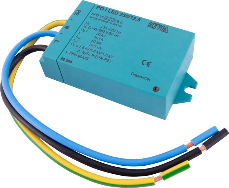 Обмежувач перенапруги ПЗІП E.NEXT e.PO 1+N-PE 230В 30кВ клас 2+3 для LED освітлення (92.203)