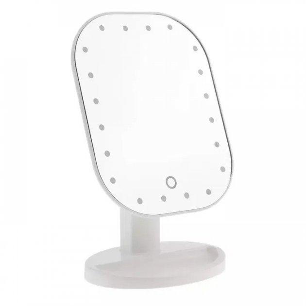 Зеркало для макияжа Cosmetie Mirror HHO71 MA-16 с LED подсветкой регулируемое на подставке Белый